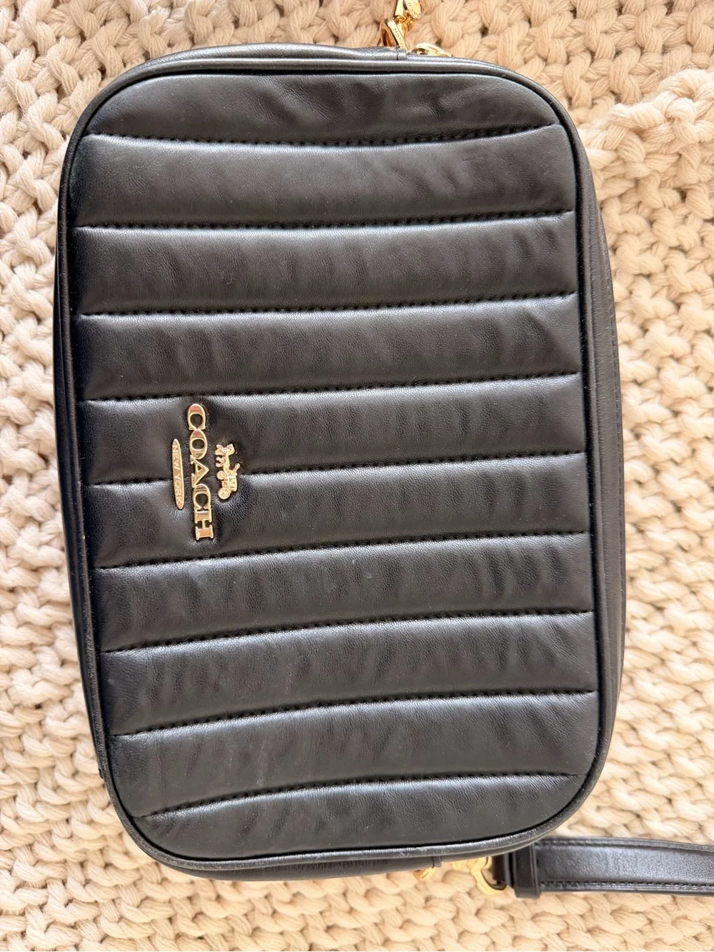 Coach Black Quilted Leather Crossbody with Gold Hardware
